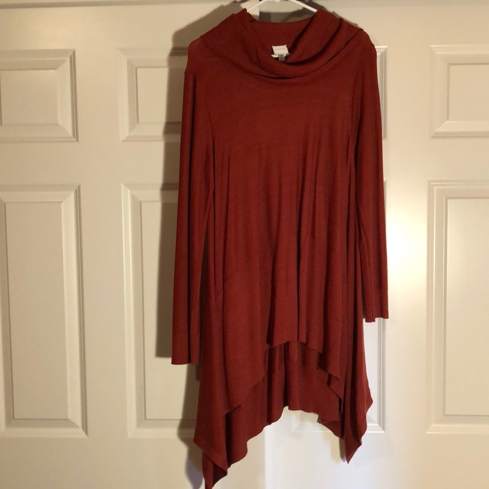 L Rust colored Cowl neck Long sleeve Tunic